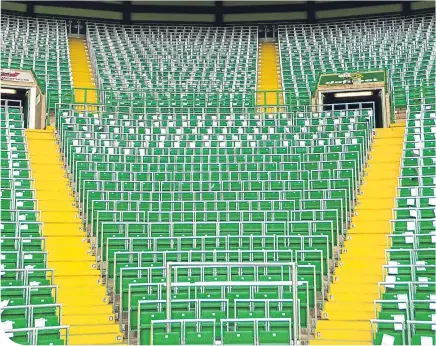  ??  ?? The safe-standing area at Celtic Park, normally occupied by members of The Green Brigade