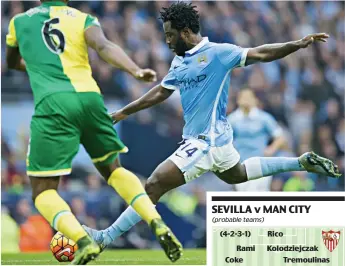  ?? AP ?? Misfiring: Bony has struggled to find the net for City and Pellegrini says he must improve