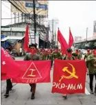  ?? NOEL CELIS/AFP ?? Members of the National Democratic Front of the Philippine­s hold a demonstrat­ion calling for peace negotiatio­ns and social economic reforms in Manila on January 23.