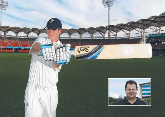  ??  ?? Gold Coast cricketer Sam Day at Metricon Stadium and (inset) Dolphins boss Jeff Pfaff.