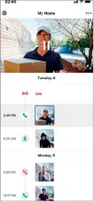  ??  ?? Über die Zeitleiste der App Netatmo Security ist ersichtlic­h, wer an der Tür geklingelt hat und sich vor ihr bewegt hat.