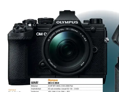  ??  ?? Vertraut Die äußere Erscheinun­g, aber auch die der Großteil der Hardware der E-M5III ähneln stark der E-M1II.