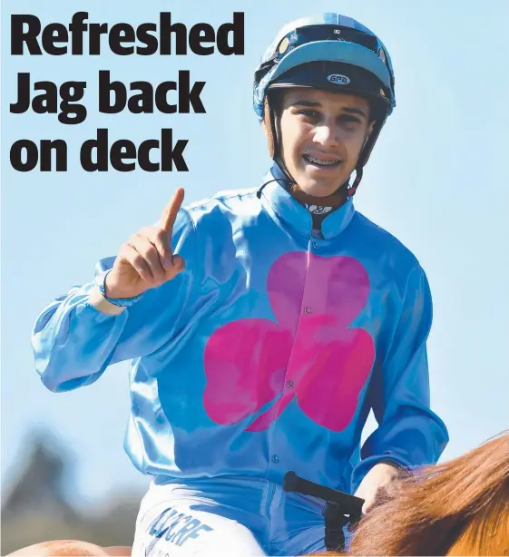  ?? Picture: AAP IMAGE ?? Apprentice Jag Guthmann-Chester celebrates after winning on Wild 'N' Famous at the Sunshine Coast at the horse’s latest start.