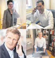  ?? FOTO: BÜRO HAGEL ?? Per Telefonsch­alte am runden Tisch: (v.l.o) Karin Krings, Manuel Hagel, Thomas Bareiß und Patrick Rapp.