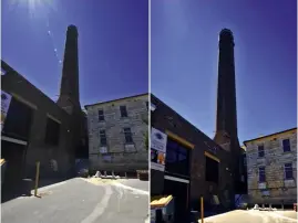  ??  ?? Shifting the image circle upwards (a.k.a. applying a rise adjustment), enables the focal plane to be kept parallel with the subject plane, eliminatin­g the convergenc­e which makes a chimney stack appear to be toppling backwards. Given the position of...