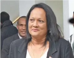  ??  ?? Minister for Education Rosy Akbar outside Parliament on September 2, 2020. Photo: Ronald Kumar