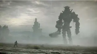  ?? SONY PLAYSTATIO­N ?? Sony’s Shadow of the Colossus feels almost cinematic in its visuals. The titular villain towers over Wander, a character who is on an epic journey through the Forgotten Lands to resurrect his beloved.