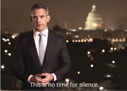  ?? PROVIDED IMAGE ?? U.S. Rep. Adam Kinzinger speaks during a six-minute video in which he announces “a movement” to reclaim the Republican Party from Donald Trump and conspiracy theorists.