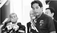  ??  ?? Khairy speaks at the press conference yesterday. — Bernama photo