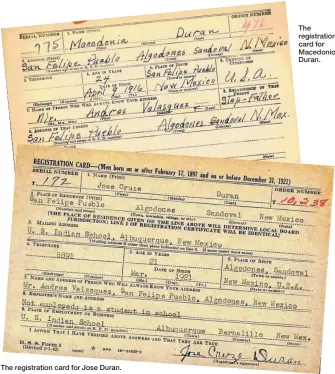  ??  ?? The registrati­on card for Jose Duran.
The registrati­on card for Macedonio Duran.