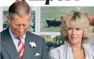  ??  ?? Don’t make me laugh: Wicked Camilla gives Charles a fit of the giggles at a 2005 lifeboat launch