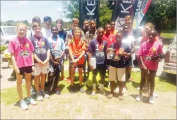  ??  ?? PODIUM OF CHAMPIONS . . . Winners of various age groups at the 2019 Zimbabwe Closed Squash Championsh­ip proudly display their medals at the end of the tournament in Harare last weekend