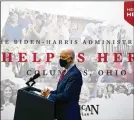  ?? EVAN VUCCI / AP ?? President Joe Biden speaks after a tour of the James Cancer Hospital and Solove Research Institute at Ohio State University on Tuesday.