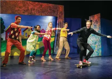  ?? TheaterWor­ks USA ?? Adante Carter, from left, Brandi Porter, Sam Tedaldi, Matt Dengler and Kylr Sherman are featured in “Pete’s Big Hollywood Adventure,” a production for children that’s part of Galveston’s “Serious Fun” series