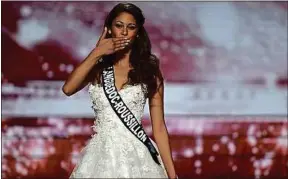  ??  ?? Aurore Kichenin, lors du concours Miss France, à l’Arena, en décembre 2016.