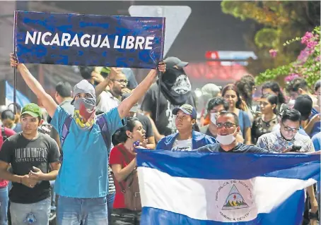  ?? AP ?? Manifestac­ión. Una marcha contra el gobierno de Ortega, en abril en Managua.