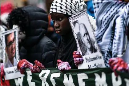  ?? Photograph: Eduardo Munoz Alvarez/VIEWpress/Getty Images ?? Pro-Palestinia­n demonstrat­ors march in New York in January.
