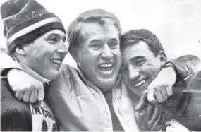  ??  ?? From left, CU’s Billy Kidd, Bob Beattie and Jimmie Heuga pose at the 1964 Games. Kidd and Heuga were the first U.S. men to win Olympic medals in skiing.