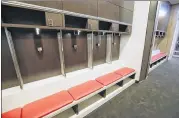  ?? CURTIS COMPTON / CCOMPTON@AJC.COM ?? Atlanta United’s locker room at Mercedes-Benz Stadium features soccer-style benches and spacious lockers, among other amenities.