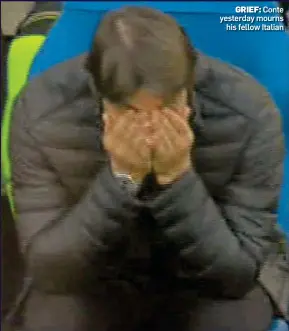  ?? ?? GRIEF: Conte yesterday mourns his fellow Italian