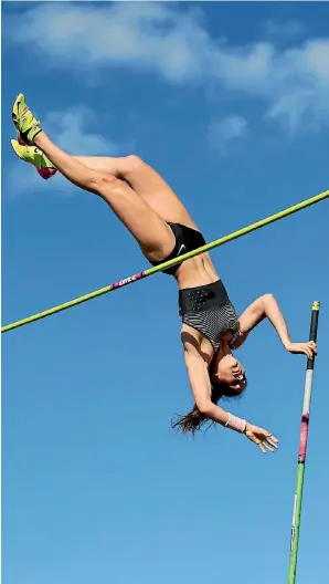  ?? PHOTO: PHOTOSPORT ?? It’s blue skies ahead for Eliza McCartney after her record-breaking win in Auckland on Sunday.