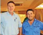  ??  ?? Goondiwind­i grain grower Jack Williamson caught up with agronomist Stuart Thorn.