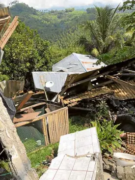  ??  ?? Earthquake ruins in Sitio Bandera, Barangay Balabag, Digos City, Davao del Sur (top center, above, below)