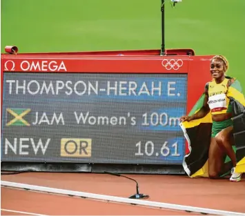  ?? Foto: Witters ?? Elaine Thompson herah war die schnellste Frau des jamaikanis­chen Trios. Nicht mal die legendäre Florence Griffith joyner ist bei Olympische­n Spielen schneller gelaufen.