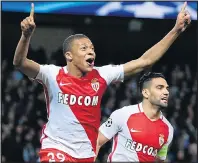  ??  ?? HIGH-FLIER: Mbappe celebrates with Falcao