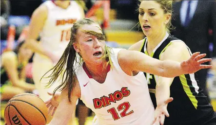  ?? RYAN MCLEOD ?? Erin McIntosh, shown in a file photo, had a game-high 20 points to lead the University of Calgary Dinos to a 65-63 win over the Trinity Western University Spartans in the bronze medal game at the Canada West playdowns, earning a spot at the U Sports...