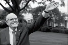  ?? ASSOCIATED PRESS ?? IN THIS MAY 29 FILE PHOTO, RUDY GIULIANI, an attorney for President Donald Trump, waves to people during White House Sports and Fitness Day on the South Lawn of the White House in Washington.