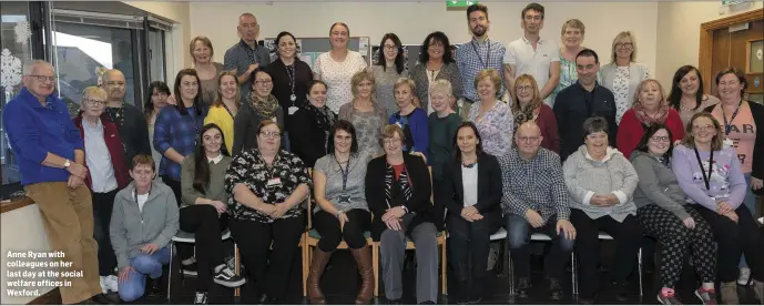  ??  ?? Anne Ryan with colleagues on her last day at the social welfare offices in Wexford.