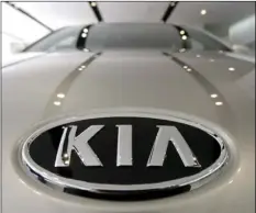  ??  ?? In this Jan. 28, 2011, file photo, KIA Motors logo is seen on a K7 sedan at a showroom in Seoul, South Korea. AP PHOTO/AHN YOUNG-JOON