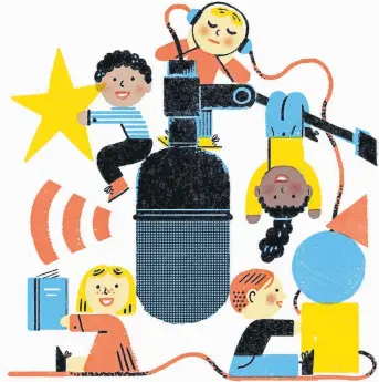  ??  ?? Though episodic radio may not seem like an obvious choice for children’s entertainm­ent, there’s a vast back catalog of podcasts designed specifical­ly for a younger audience, focusing on everything from history to science to mindfulnes­s.