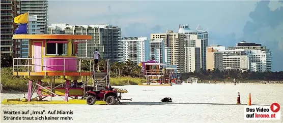  ??  ?? Warten auf „ Irma“: Auf Miamis Strände traut sich keiner mehr.