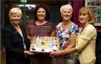  ??  ?? Pictured at the presentati­on of the prizes for the 18 hole, sponsored by Wexford Preserves, at New Ross Golf Club were (from left) : Liz Roberts president, Maria Burford (third), Patricia Quinn (second) and Marguerite Sutton vice captain. Photo: Mary Browne