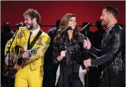  ?? NBC ?? From left, Post Malone and Little Big Town’s Karen Fairchild and Jimi Westbrook perform in “Elvis All-Star Tribute.”