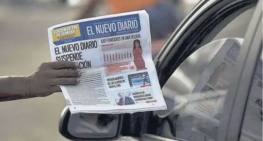  ??  ?? El Nuevo Diario es uno de los medios que dejó de circular el viernes anterior. Tenía 40 años de circulació­n y era el segundo más antiguo del país.