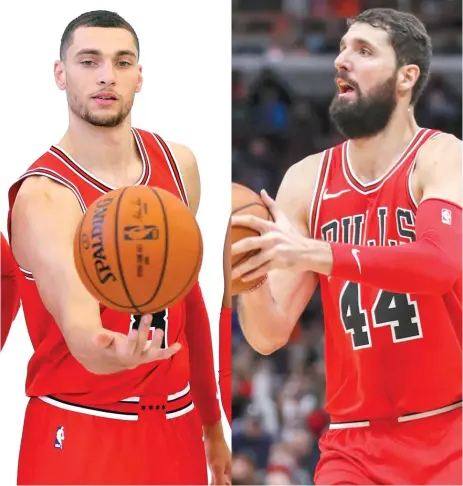  ?? | AP ?? Guard Zach LaVine ( left) is close to returning from a torn ACL in his left knee. Forward Nikola Mirotic will be eligible to be traded Jan. 15.