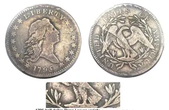  ?? (Images courtesy Heritage.) ?? 1795 half dollar, Three Leaves variety.