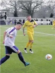  ??  ?? Action from Shepshed Dynamo’s 2-2 draw with Coleshill Town. Picture by Alan Gibson.