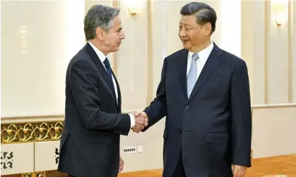  ?? Photograph: Xinhua/Shuttersto­ck ?? Xi Jinping meets the visiting US secretary of state, Antony Blinken, in Beijing.