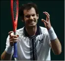  ??  ?? Andy Murray battles with his temper in Rotterdam last night