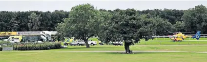  ??  ?? Tragic accident: An air ambulance attends the scene at Haydock