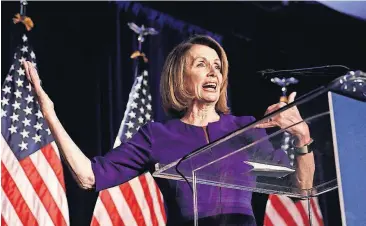  ?? [AP PHOTO] ?? House Minority Leader Nancy Pelosi, a Democrat from California, speaks Nov. 6 during a House Democratic election night event in Washington.