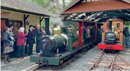  ??  ?? Sea Lion heads the 125th anniversar­y train on the Groudle Glen Railway on May 23 alongside Brown Bear, built in 2019 as a replica of original 2-4-0T Polar Bear which is now at Amberley Museum. GGR