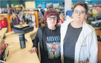  ?? ANDREW WATERMAN/THE TELEGRAM ?? April Fowler and Margaret Hart are employees of Take Two second-hand clothing store. Hart was the first to realize the store had been broken into and was shocked at what had been done, she said.