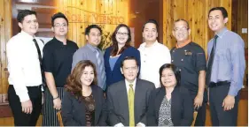  ??  ?? From left: Stuart Orme (Duty Manager), Ainer Ebue (Executive Sous Chef), Ace Lacap (Asst. F&B Mngr), Kathleen Capina (Accounting Manager), Robert Tamayo (Duty Manager), Cefri Avinante (Executive Chef) Marco Fetizanan (Front Office Manager); Sitting L -...