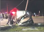  ?? PROVIDED/FILE ?? Emergency responders work at the scene of the fatal car crash in Saugerties, N.Y., on April 22, 2020.