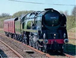  ?? AWILSON/RCTS ?? The career of No. 35018 British India Line is temporaril­y on hold, but it is seen here in better times, near Hellifield, on April 18, 2018.